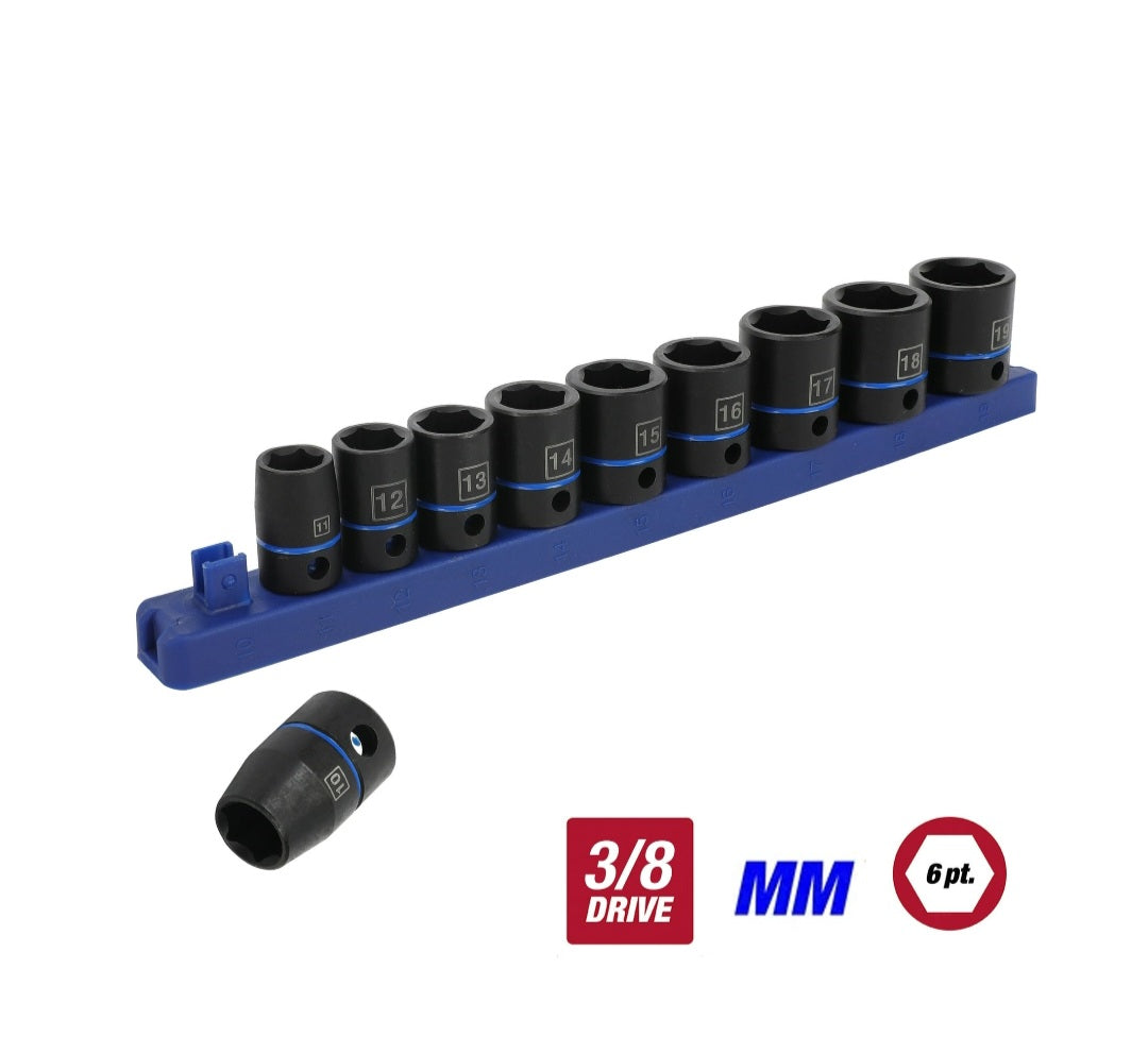 11pc Socket Set Impact 3/8"