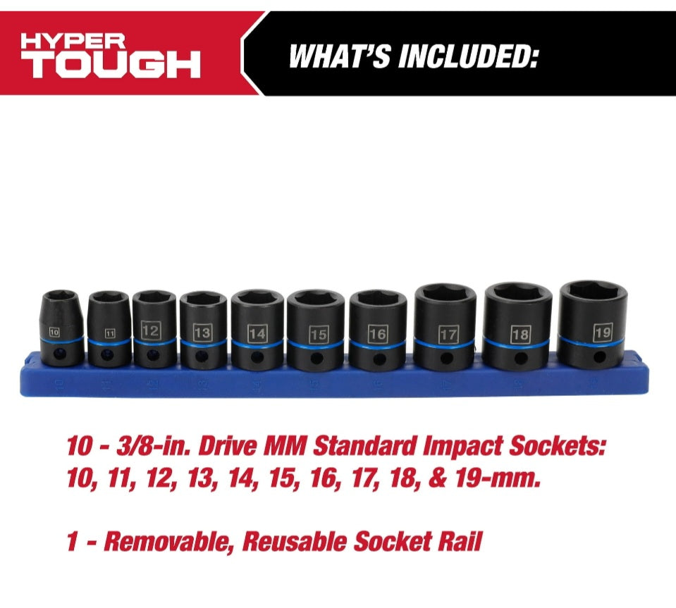 11pc Socket Set Impact 3/8"