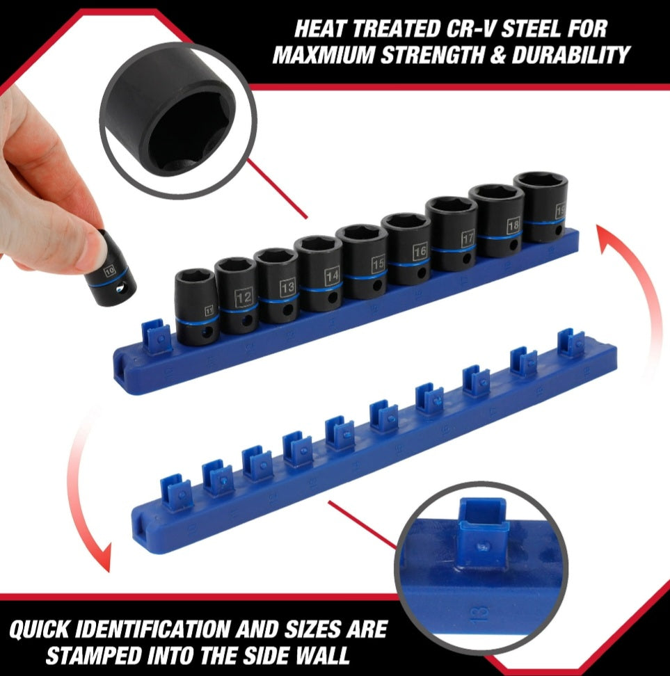 11pc Socket Set Impact 3/8"